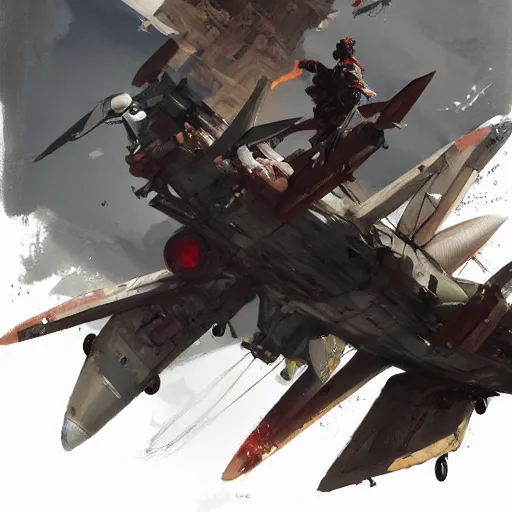 Image similar to concept art of aircraft, highly detailed painting by dustin nguyen, akihiko yoshida, greg tocchini, greg rutkowski, cliff chiang, 4 k resolution, trending on artstation, 8 k