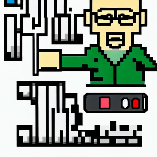 Image similar to walter white as a nintendo gameboy character, sprite