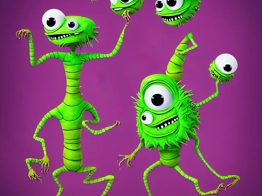 Prompt: weird bugs life monsters, blockhead art style, trending on deviantart, tryptamine, toon shader, cartoon style, octane, monster