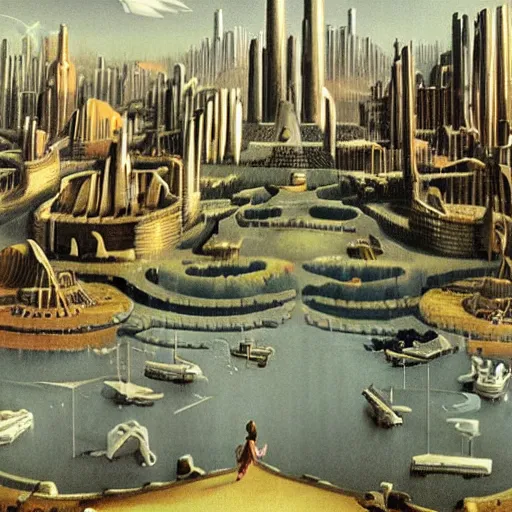 Prompt: a utopian city, surrealist art