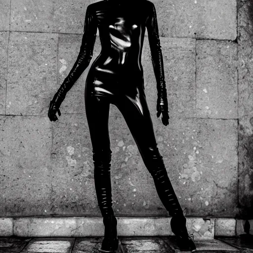 Image similar to fashion photography of an extraterrestrial model, wearing demobaza fashion, inside berghain, berlin fashion,, futuristic fashion, dark minimal outfit, photo 3 5 mm leica, hyperdetail, berghain, 8 k, very detailed, photo by vito acconci