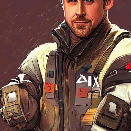 Prompt: Ryan Gosling as a legend in Apex Legends, character concept