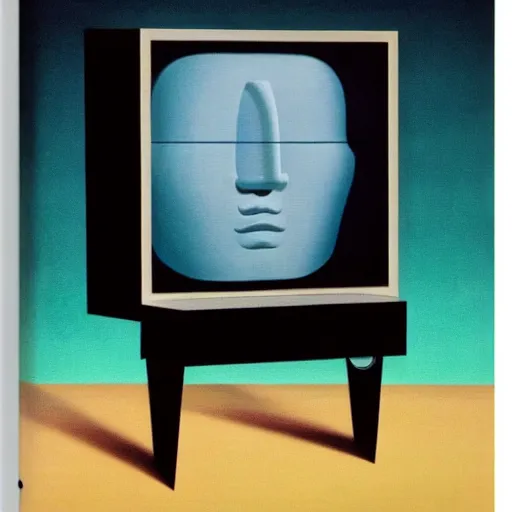 Image similar to TV robot by René Magritte