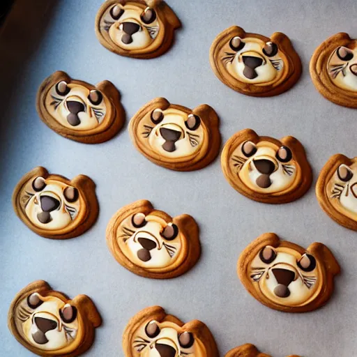 Image similar to cookies shaped like otters, photograph, cookies, otters