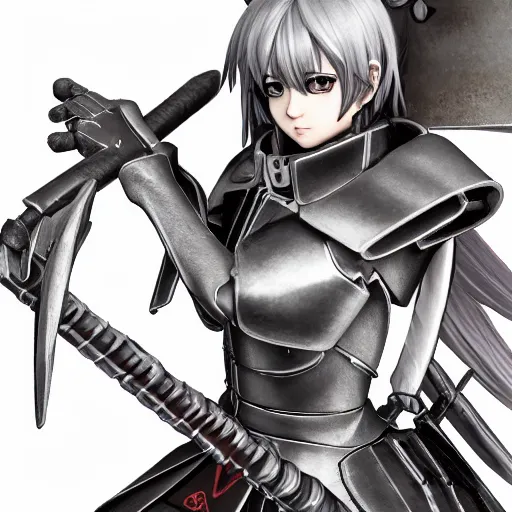 Image similar to Sakura Matou as a sister of battle from 40k, realistic shaded, Ilya Kuvshinov, Rob Rey, Giuseppe Dangelico Pino, Kentaro Miura. Anime. Fine details face. Fine details armor.