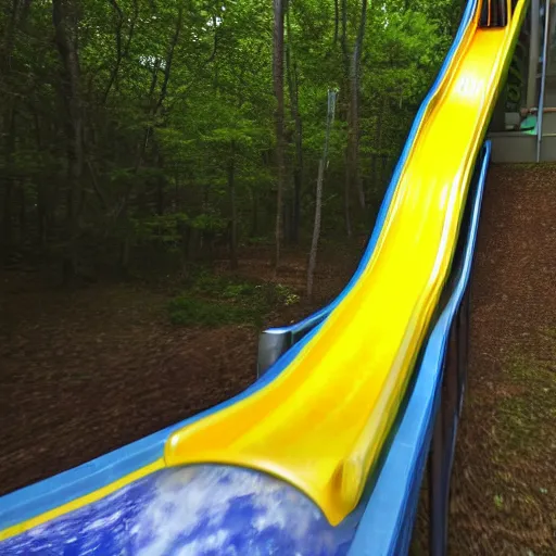 Prompt: first person perspective of a water slide