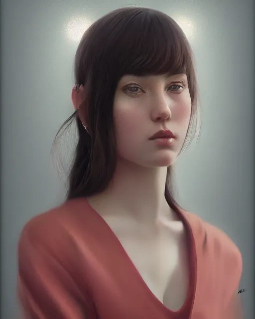 Prompt: a highly realistic, true to life portrait of a young woman, sharp focus, by ilya kuvshinov, by wlop, by tom bagshaw, trending on artstation, cinematic lighting, hyper realism, octane render, 8 k, hyper detailed.