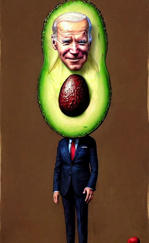 Image similar to joe biden as a avocado painting by chiara bautista, beksinski and norman rockwell and greg rutkowski weta studio, tom bagshaw and lucasfilm