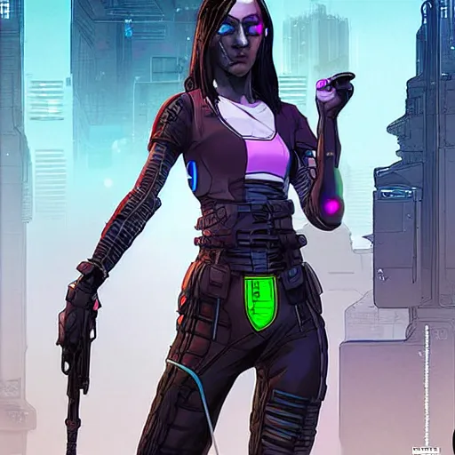 Prompt: sara. Apex legends cyberpunk assassin. Concept art by James Gurney and Mœbius.