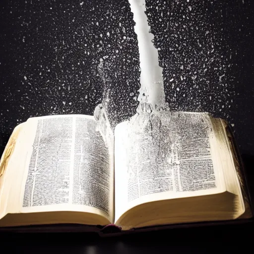 studio photography of bible with a geyser of water | Stable Diffusion ...