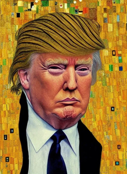 Prompt: portrait of donald trump by gustav klimt