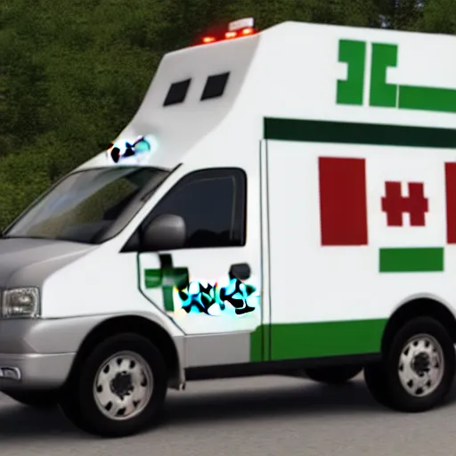 Image similar to anthropomorphic ambulance, high resolution photo