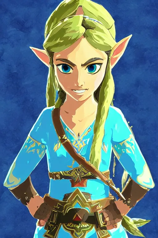 Prompt: a portrait of princess zelda from the legend of zelda breath of the wild, breath of the wild art style.