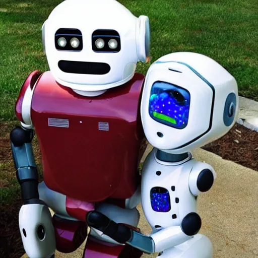 Prompt: <picture description='cute adorable friendly caring' robotDesires='hug' location='alabama'>Robot meets Danny DeVito<picture>