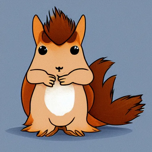 Image similar to a cute squirrel whit fluffy fur drawn concept art