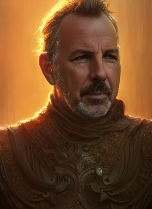 Prompt: kevin costner as oscar diggs, intricate, d & d, wizard, powerful, fantasy, art nouveau, digital painting, trending on artstation, sharp focus, wide shot, illustration, global illumination, ray tracing, art by artgerm and greg rutkowski and ruan jia