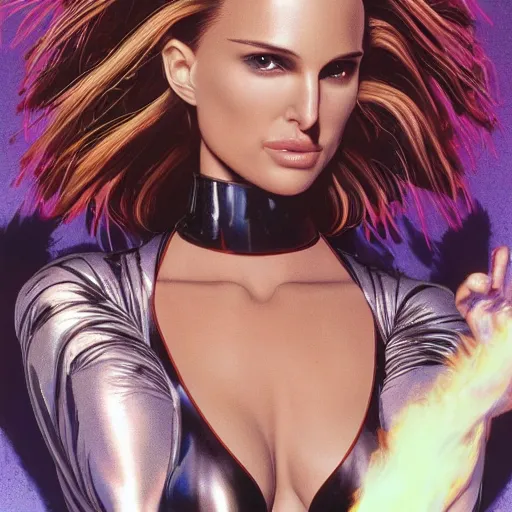 Prompt: natalie portman at burning man, plastic, toy, hajime sorayama style