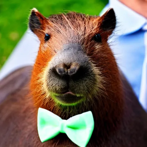 Prompt: a cute capybara with a bowtie