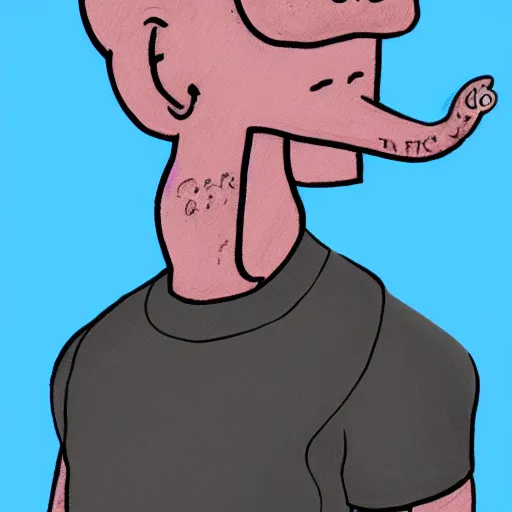 Image similar to a drawing of squidward as a human. digital art. artstation. photoshop.