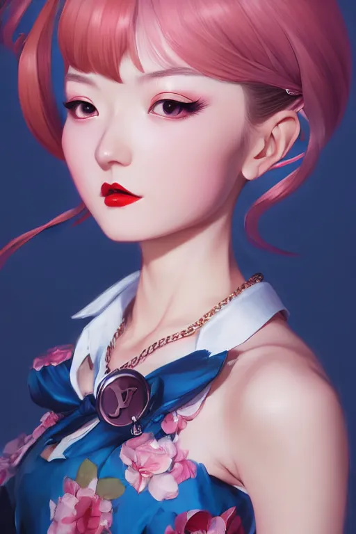 Image similar to a pin up and beautiful fashion charming dreamlke japan girl with lv jewelry, character art, art by artgerm lau and wlop and and ilya kuvshinov and john singer sargent, hyperdetailed, 8 k realistic, symmetrical, frostbite 3 engine, cryengine, dof, trending on artstation, digital art