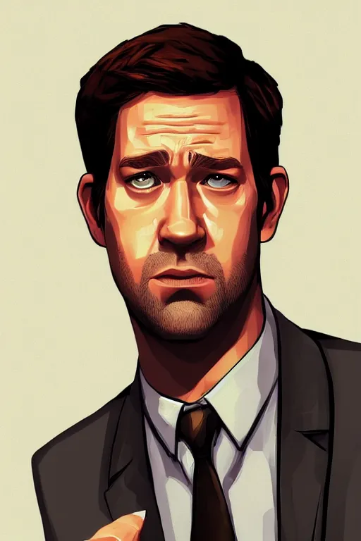 Image similar to john krasinski gta character art, game cover, the office, jim halpert, artstation,