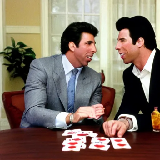 Image similar to Patrick Balkany playing cards with John Travolta