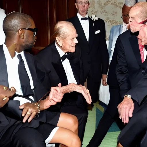 Image similar to prince philip meets kanye west