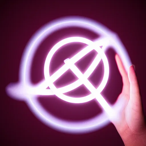 Image similar to a floating glowing infinity symbol above someone's hands, cinematic, fantasy octane render 8 k postproduction