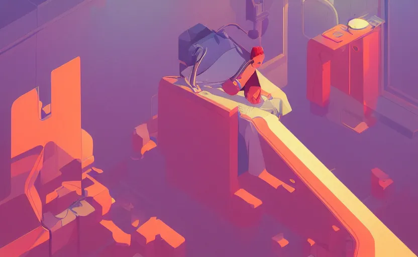 Image similar to non - gender person imagining things, james gilleard, moebius, print, game art