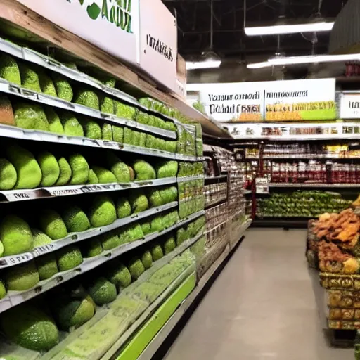 Image similar to liquid 3 d terminator cgi t 1 0 0 0 in a whole foods trying to decide which avocado to buy