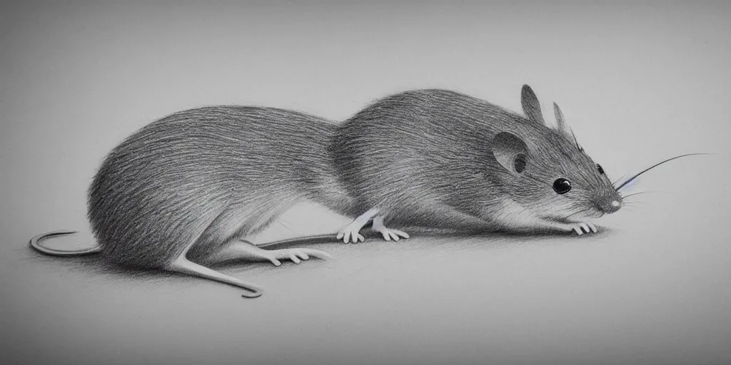 Prompt: a beautiful pencil drawing of one cartoon mouse; masterpiece; extremely highly detailed; ultra-realistic; trending on artstation