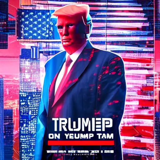 Prompt: cyberpunk trump campaign poster, year 2079