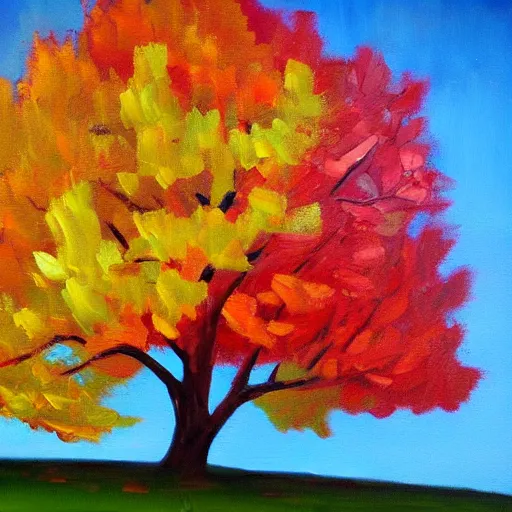 Prompt: colorful tree, oil painting