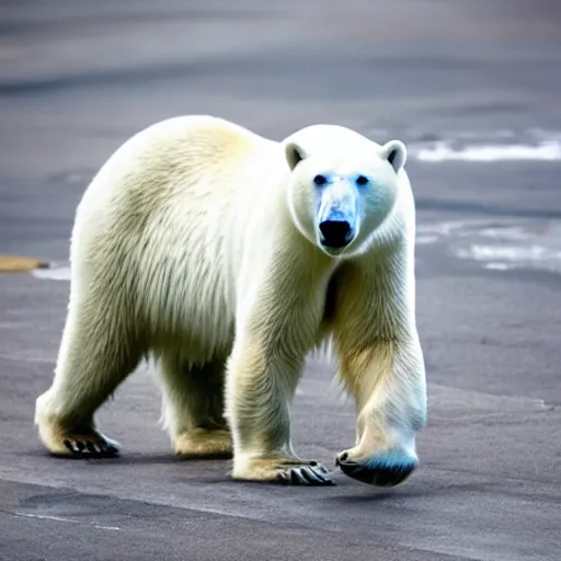 Prompt: a polar bear walking through the streets of rio de janeiro. photo. award - winning photography.