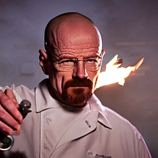 walter white making pizza with a blowtorch in the | Stable Diffusion ...