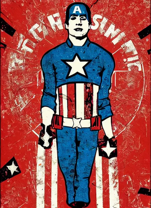 Image similar to Chris Evans Captain America Soviet Propaganda poster by Shepard Fairey, constructivist art, Organic Painting , Matte Painting, geometric shapes, collage, hard edges, graffiti, street art:2 by Shepard Fairey:4