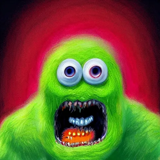 Image similar to a screaming tennis ball monsters, startled surprised face, colorful, digital art, fantasy, magic, chalk, trending on artstation, ultra detailed, professional illustration by basil gogos