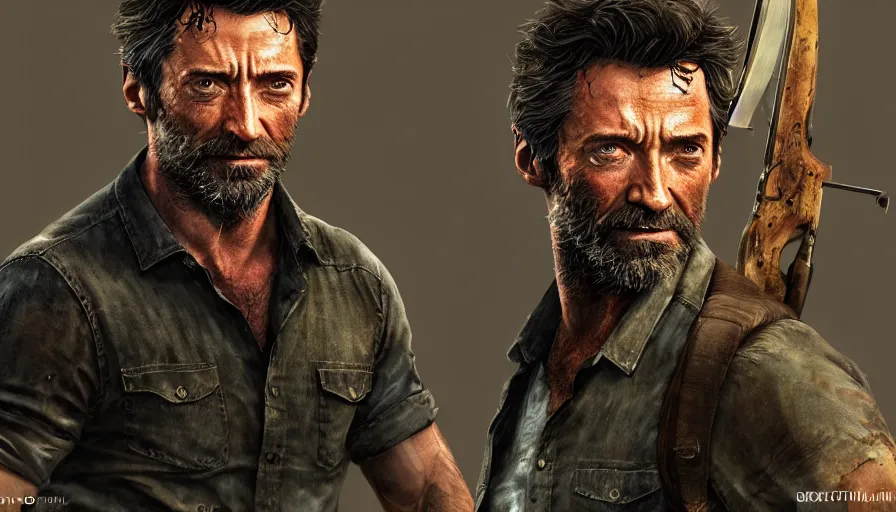 Image similar to Hugh Jackman is Joel Miller from The Last of Us, hyperdetailed, artstation, cgsociety, 8k