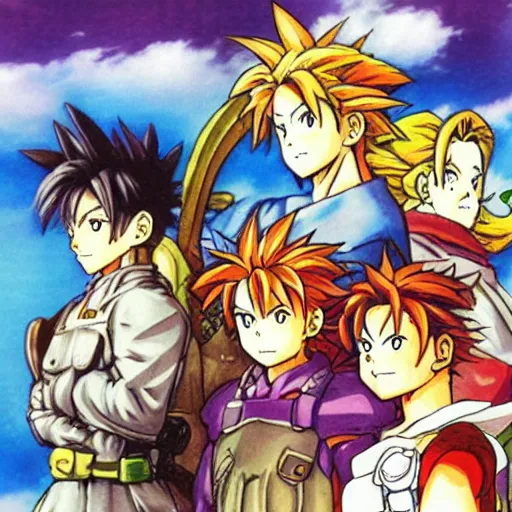 Prompt: Chrono Trigger SNES anime art