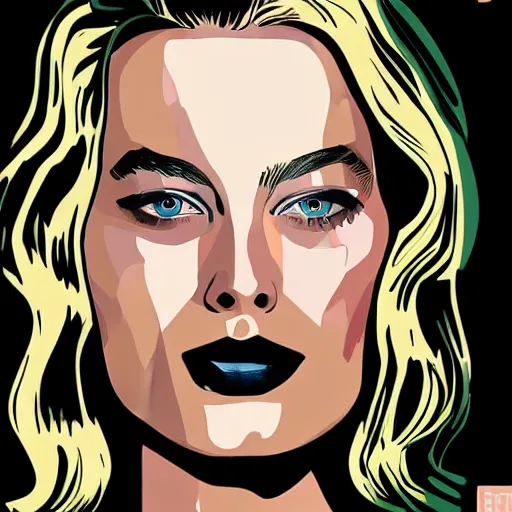 Image similar to An illustration of margot robbie by andre ducci