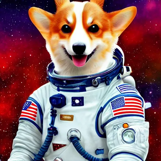 Prompt: corgi cosmonaut, beautiful digital art, extremely detailed, stunning, dynamic