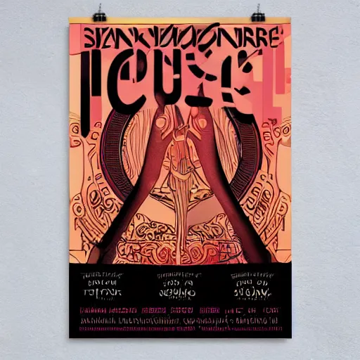 Image similar to art nouveau concert poster, 8 0 s, techno, house music