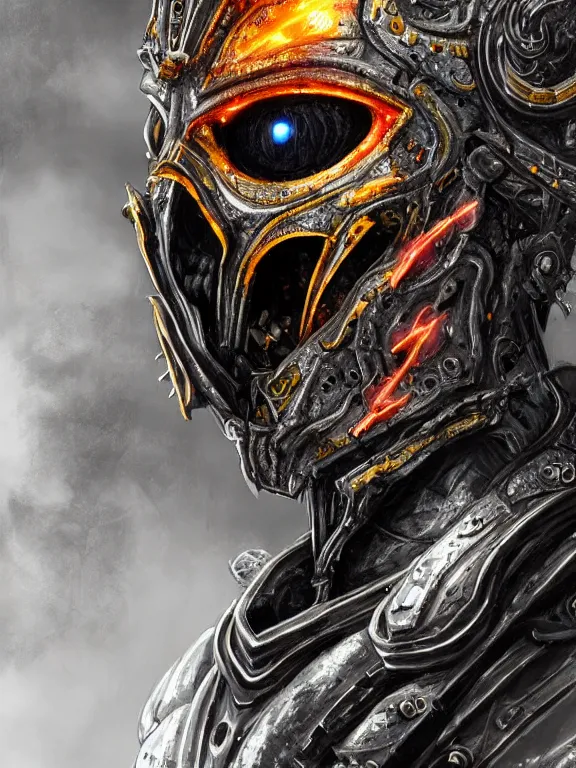 Prompt: portrait art of 8k ultra realistic undead Sauron , intricate high tech helmet , detailed intricate ornate space suit,decaying, cybernetic, full of colour, cinematic lighting, battered, trending on artstation, 4k, hyperrealistic, focused, extreme details,unreal engine 5, cinematic, masterpiece, art by ayami kojima, giger