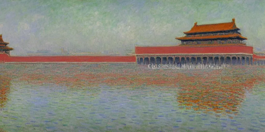 Prompt: a oil painting of the forbidden city by Oscar-Claude Monet