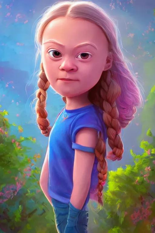 greta thunberg as a cute pixar character, vivid | Stable Diffusion ...