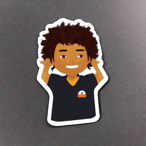 Image similar to a memoji sticker of a cool black guy with freckles and frizzy red hair