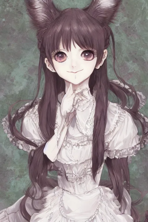 Prompt: portrait of a victorian calico cat girl noble, fursona, furry art, delicate, pure, elegant, victorian, detailed fur, detailed dress, anime key visual, makoto shinkai