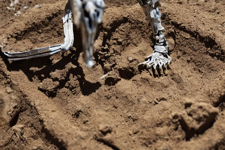 Image similar to Fossilized armored goddess skeleton being excavated from the ground. 8k