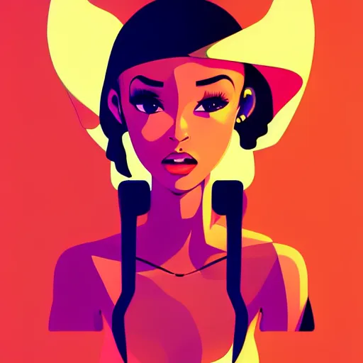 Image similar to 2 d character design, female rapper, vector art, digital art, portrait, 4 k, 8 k, sharp focus, smooth, illustration, concept art, music artist