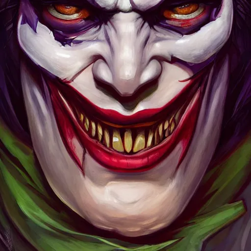 Prompt: portrait of michelle phan as the joker as a hulking herculean demon orc bugbear clown, godlike, upper body, fantasy, intricate, elegant, highly detailed, digital painting, artstation, concept art, sharp focus, illustration, art by artgerm and greg rutkowski and alphonse mucha